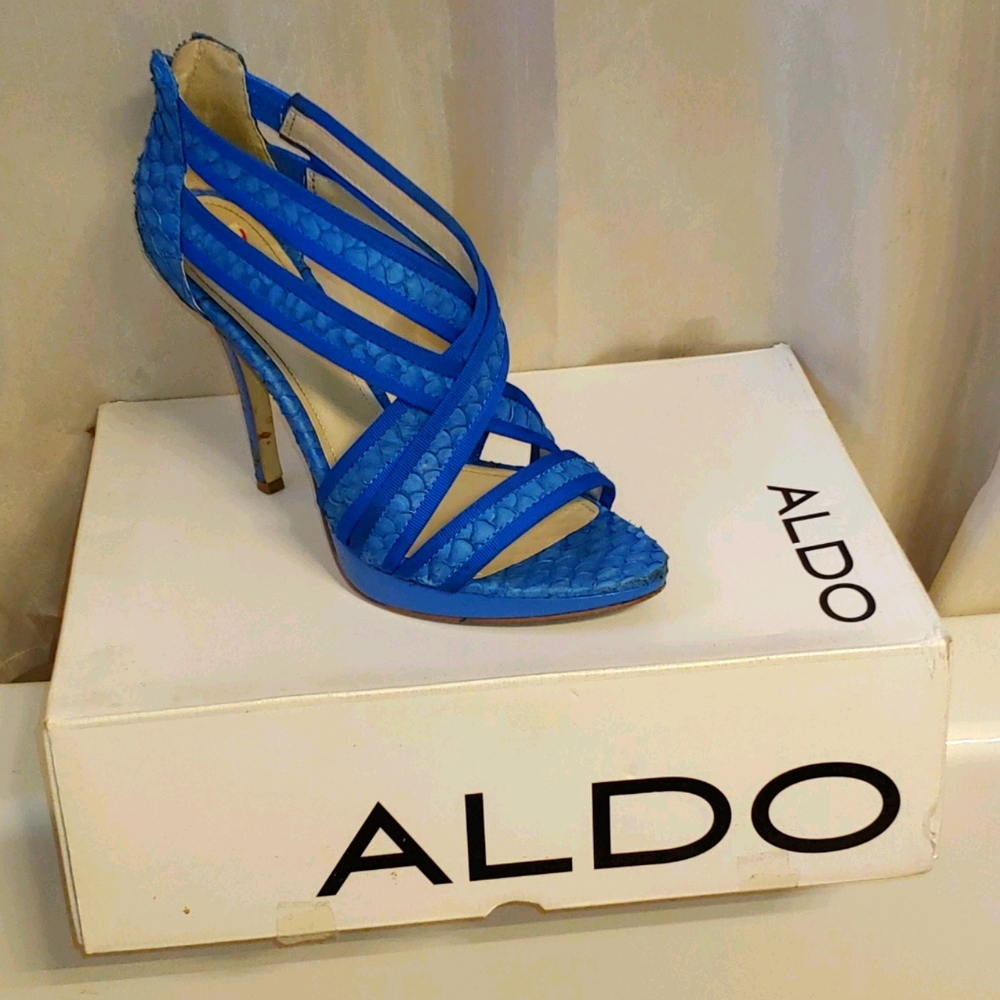 Blue snake skin Aldo Heel Sandal
